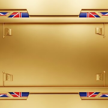 Golden background with British flags on a metallic surface for awards