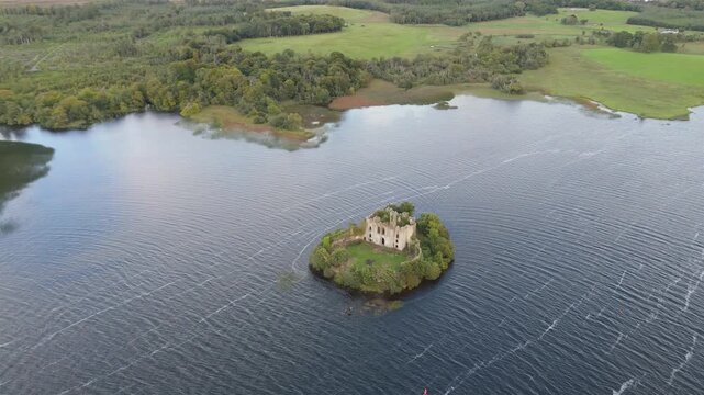 Aerial view of Mc Dermott Castle, County.Roscommon - Ireland