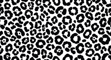 Fototapeta premium Black and white leopard print seamless pattern, vector illustration for fashion textiles, interior decoration, and bold graphic design