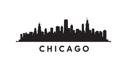 Fototapeta premium Chicago city skyline silhouette logo isolated on transparent background