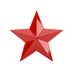 Obraz premium A vivid three-dimensional red star with a shiny metallic texture and sharp edges