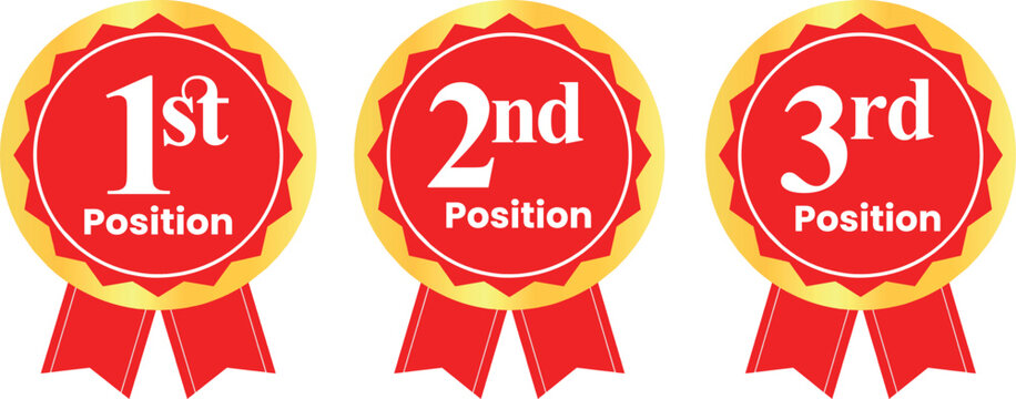 Set of 1st 2nd and 3rd place award ribbons representing achievement and competition perfect for sports or business success concepts