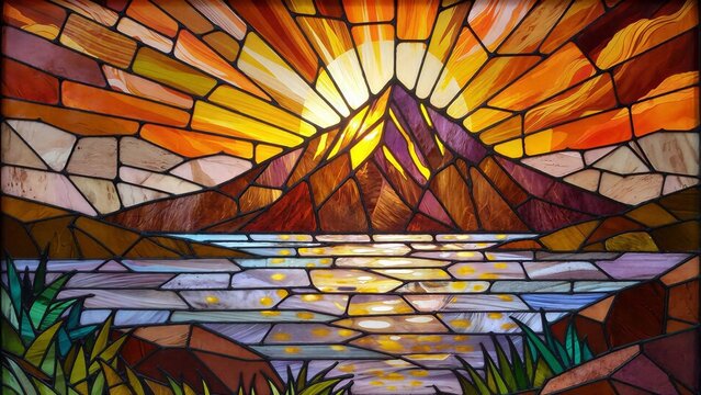 Abstraktes Landschaftsbild mit geometrischen Formen