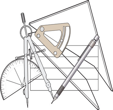 Technical Drawing Instruments Illustration