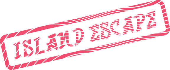 A vibrant distressed typography rubber stamp featuring the words Island Escape for tropical travel themes ©  Design_ mn