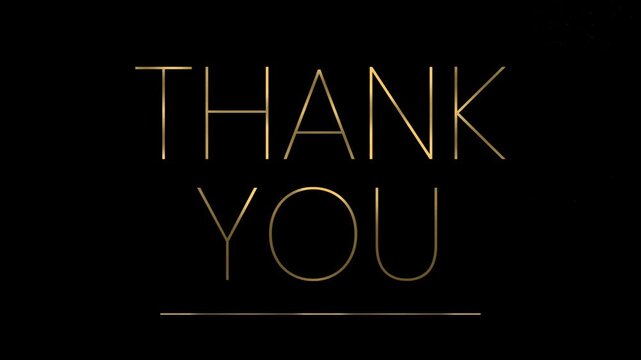 Thank you golden transition text animation isolated on black background