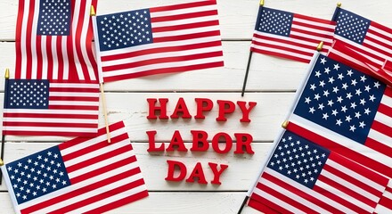 Obraz premium Happy labor day celebration with american flags