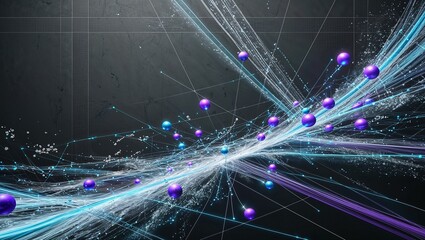 Darstellung eines Netzwerkes mit leuchtenden Linien, Kreisen und Punkten