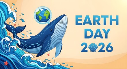 Earth day 2026 whale illustration