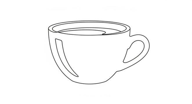 Simple Line Art Illustration of a Coffee Cup.