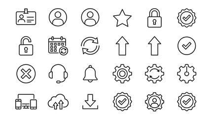 Fototapeta premium Set of 24 Outline User Interface Icons Vector