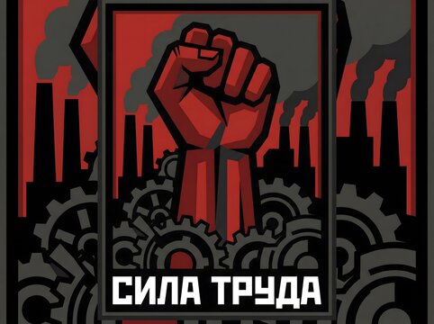 Power of Labor Propaganda Poster Industrial Worker's Fist