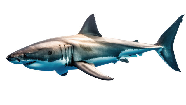 Majestic great white shark, powerful apex predator of the ocean, swimming.