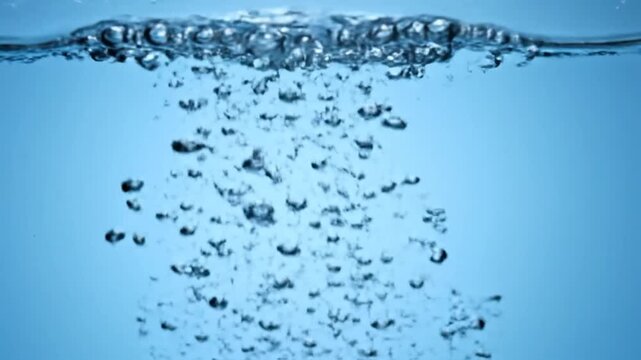 Water Bubbles Rising to Surface Underwater.