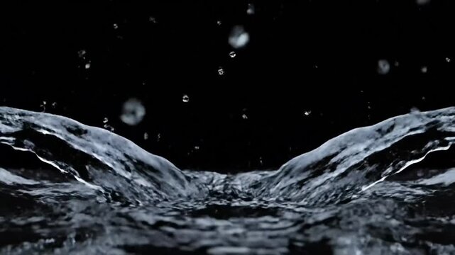 Water Splashing into Dark Surface.