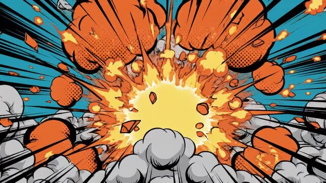 Comic style explosion with debris