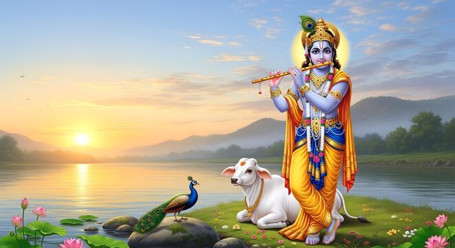 festival of happy shree krishna janmashtami abstract design background
