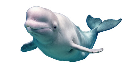 Naklejka premium Captivating beluga whale swimming gracefully, highlighting its unique form and serene beauty