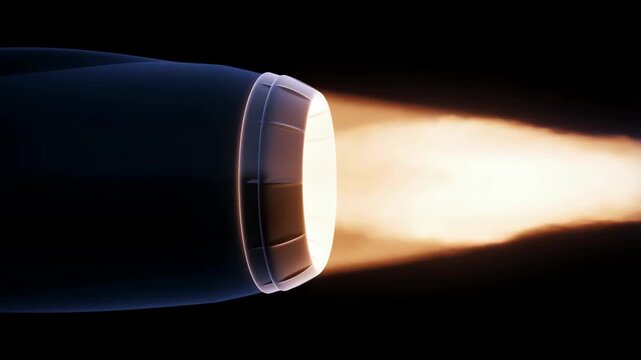 Jet engine nozzle with thermal imaging effect, emitting blue smoke, undergoing test featuring exhaust, turbine, propulsion with aviation and