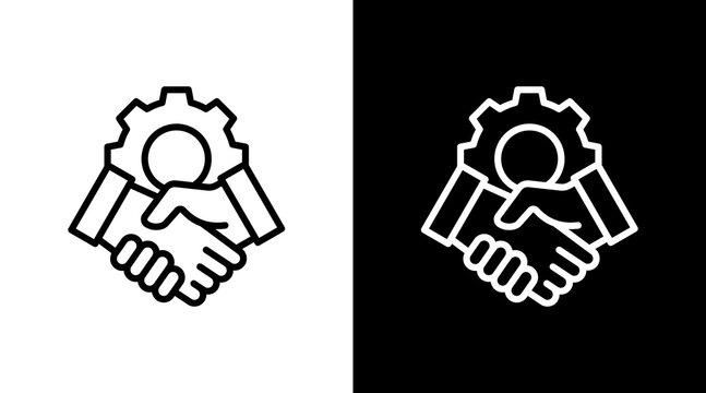 Strategic Partnership White Icon Set Design