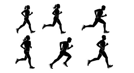 Fototapeta premium Running Silhouettes: Diverse Group of Athletes in Motion