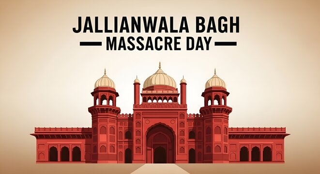 Jallianwala Bagh Massacre Memorial Day Vector Illustration Tribute to Indian Freedom Struggle
