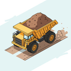 Heavy-duty mining dump truck carrying a load of dirt. © Mukhamad