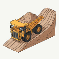 Massive Mining Dump Truck Hauling Earth Uphill. © Mukhamad