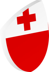 Fototapeta premium 3D Tonga Flag Shield in Isometric Rugby Ball Shape