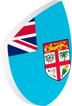 3D Fiji Flag Shield in Isometric Rugby Ball Shape