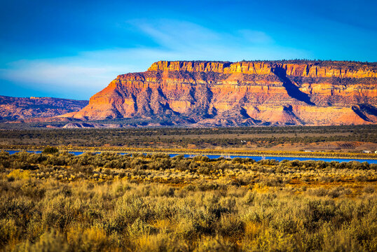 Red Rock Mountains at Sunrise at Jackson Flat Reservoir Kanab Utah