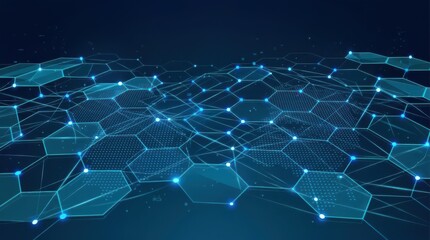 Obraz premium Hexagonal Honeycomb Pattern with Gradient Glowing Lines – Futuristic Tech Digital Grid Background