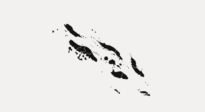 Map Silhouette of Solomon Islands, Black Ink Splatter Style