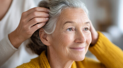 Fototapeta premium Elderly care and comfort through unconditional support and affection
