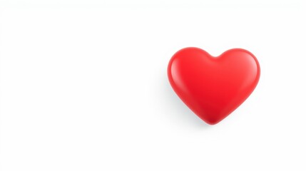 Fototapeta premium Red heart isolated. Simple design, clean background. Symbol represents love, affection, romance, passion. Bright color stands out.