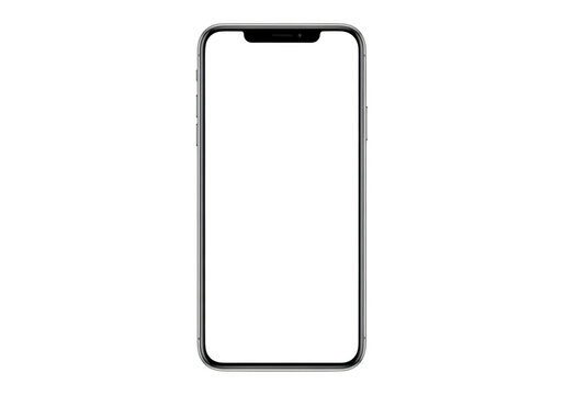 Minimalist outline of a modern smartphone without any screen content isolated on transparent background