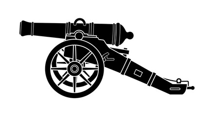Vintage cannon illustration a striking black shape detailed silhouette © Amena