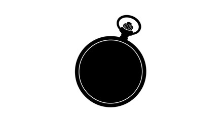 A striking black silhouette of a classic pocket watch with a chain © Amena