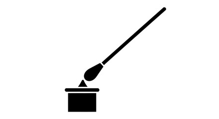 Fototapeta premium Simple black silhouette of a paintbrush resting in a pot