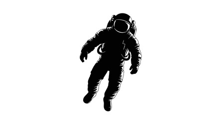 Astronaut floating in space depicted as a striking black silhouette © Amena