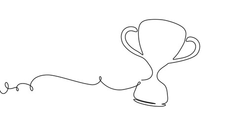 Line winner trophy vector prize art win icon continuous sketch award. Trophy medal line doodle champion business victory illustration outline cup drawing success hand race sport single cartoon. © Максим Зайков