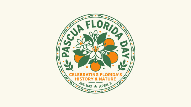 Pasca Florida Day Logo with Orange Blossoms