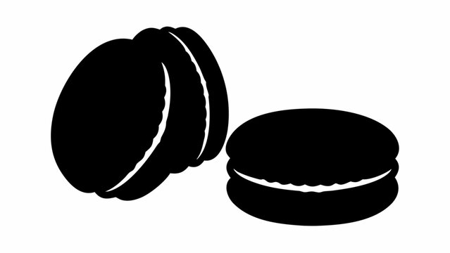 French macaron cookies silhouette icon set black macarons on white background dessert symbol
