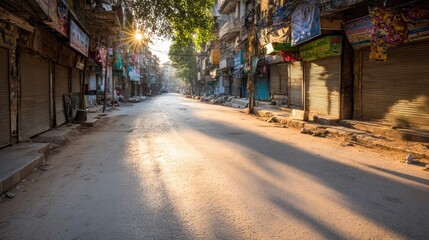 Fototapeta premium Empty Street Scene - Silent City