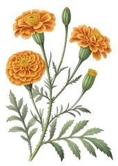 Obraz premium Set of orange flowers isolated on white background
