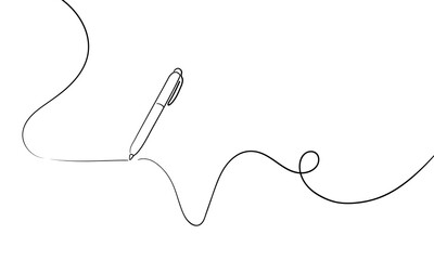 Fototapeta premium Pen, continuous line drawing. Concept of education in line art, international education day. Vector illustration