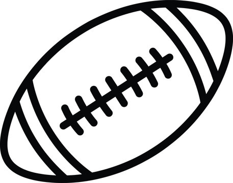 Black outline of american football on transparent background