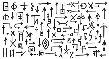 Obraz premium Collection of hand drawn arrows and symbols