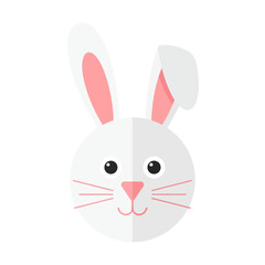 Obraz premium cute easter bunny face with pink ears and carrot vector illustration