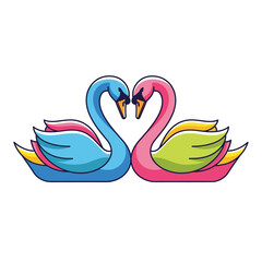 Fototapeta premium Two Swans Forming a Heart Shape Symbolizing Love.